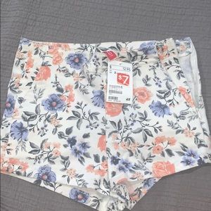 Floral denim side zip shorts- US 2.